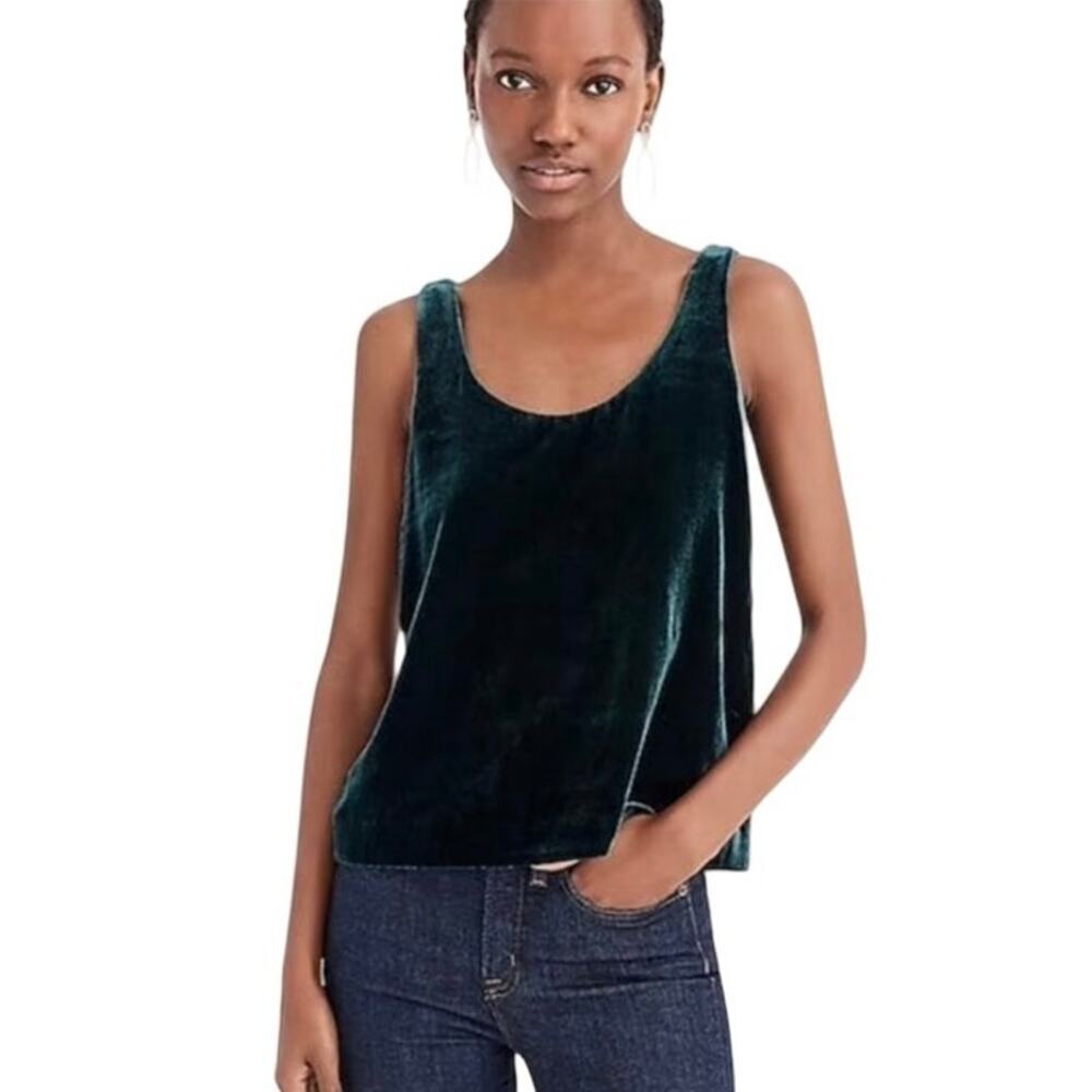 NWT J Crew Women’s Velvet Tank Top Dark Green Size 6
